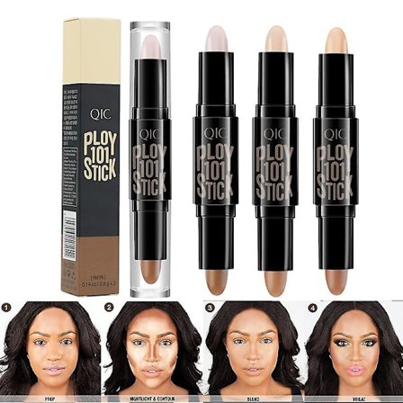 3-pak Dobbeltsidig Highlighter & Contour Stick Makeup Concealer Kit Til 3d Ansigtsformning Kropsformning Makeup