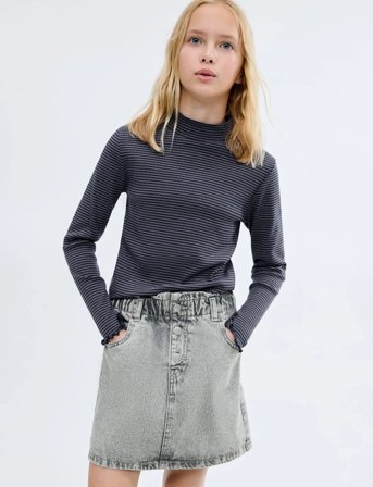 Mango Denim Paperbag Skirt - Grey - 11