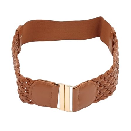 Complement Bälte 5 Cm Flätat Elastiskt I Imitationsläder Skärp Dam Brun S/M