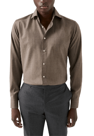 Eton Skjorta I Supima 120 Merinoull Contemporary Fit Skjortor Herr Beige 43