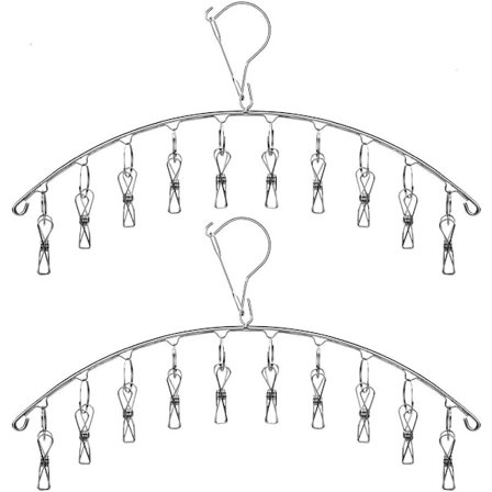 2-pack rostfritt stål tvättställ torkställ klädhängare med 1