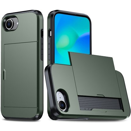 SKALO iPhone 16e Armor Korthållare Skal - Grön