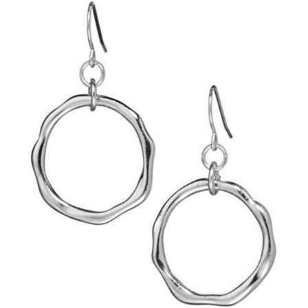 Handgjorda dinglande örhängen av, silverhamrade creoler för kvinnor, ch