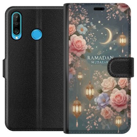 Kompatibelt Lommeboketui til Huawei P30 lite Mørk fantasiscene med menneske og demonisk skapning i flammende landskap med overnaturlig kraft