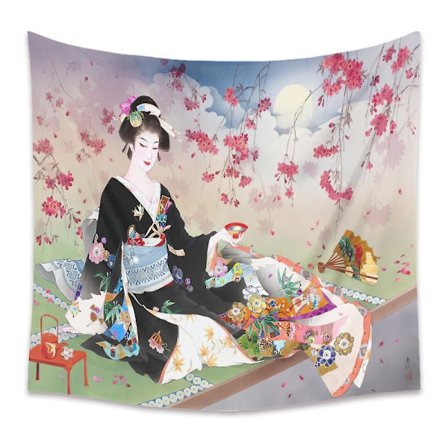 Wekity-seinätekstiili, esteettinen taide, kodin taustakangas, sisustuselementti, lahja, japanilainen seinätekstiili olohuoneen ja makuuhuoneen 