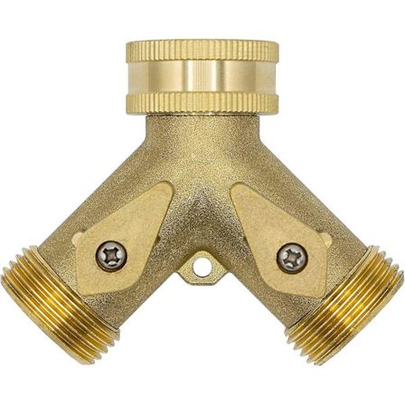 10964 2-vejs Y-fordeler, 3/4" han, messing, med afspærringsventiler