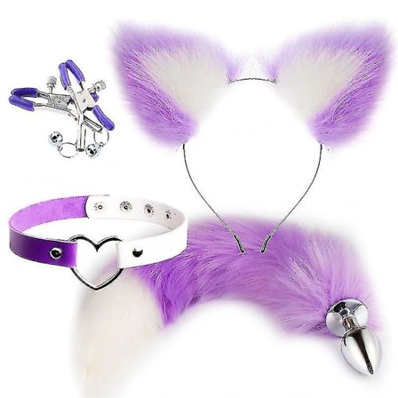 4st Sexig Fox Metal Butt Plug Tail med hårnålssats svans för Cou