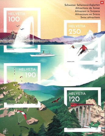 Schweiz - Attraktioner - Postfrisk miniark