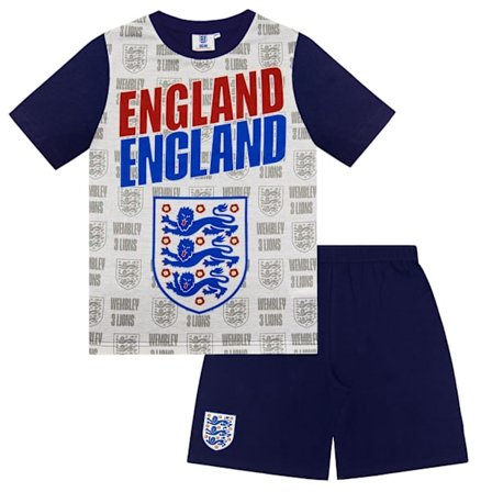 England FA Pojkar Three Lions Kort Pyjamasset 4-5 År Vit