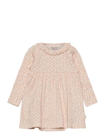 Dress Ls Aop Rib Pink Minymo