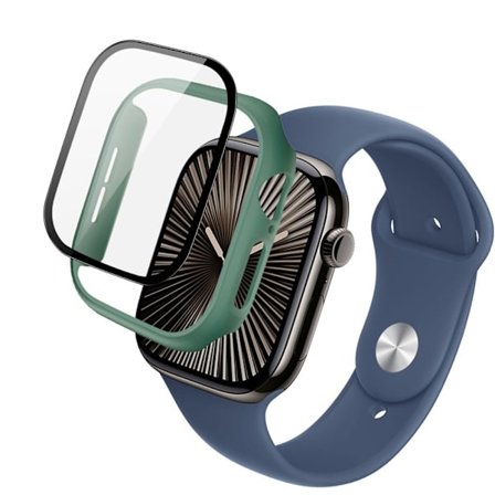 IMAK Apple Watch Series 10 42 mm etui med full beskyttelse, integrert støtsikkert deksel med herdet glassfilm - Grønn