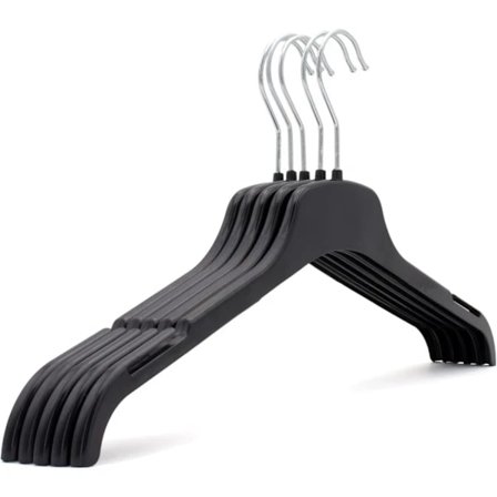 20 Tukevaa Mustaa Muovista Vaateripustinta Aikuisille - Kestävä, Tilaa Säästävä, Ohut Profiili 360 Asteen Kääntyvällä Koukulla - Ihanteellinen