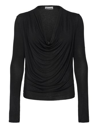 Weekday Drape Long Sleeve Top - Black - S