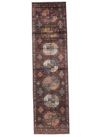 Hand Knotted Shabargan Rug 82X316 Black/Dark Red