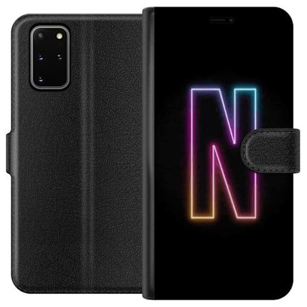 Kompatibelt Lommeboketui til Samsung Samsung Galaxy S20+ Minimalistisk neonbokstav N i fargeskiftende lys mot svart bakgrunn