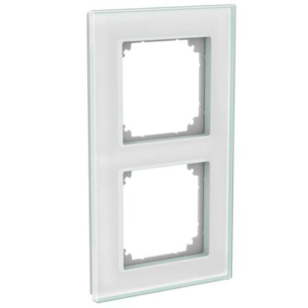 Schneider Electric WDE004036 Kombinasjonsramme glass, solid, hvit 2 rom, Strømbrytere & vegguttak