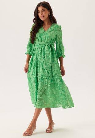SELECTED - Slfsadie 3/4 Midi Dress - Absinthe Green - Kläder - - Bubbleroom