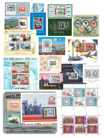 Frimærker på frimærker - 19 miniark - Stemplet