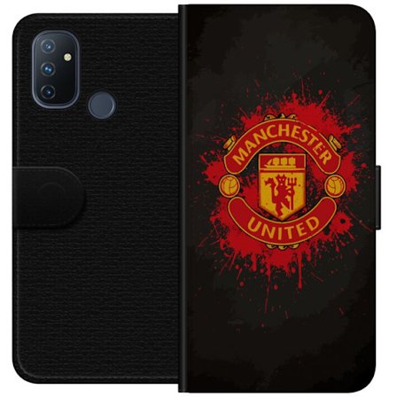 Kompatibelt Lommeboketui til OnePlus OnePlus Nord N100 Manchester United logo i rød og gul farge med røff sportslig bakgrunn