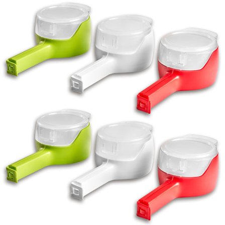 Sæt med 6 lukninger og hældespuder til poser