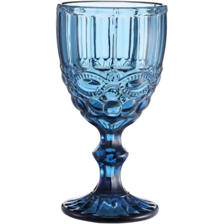 Sæt af 1 farverige vinglas med vintage præget mønster til fester, bryllupper, jubilæer, krystalglas