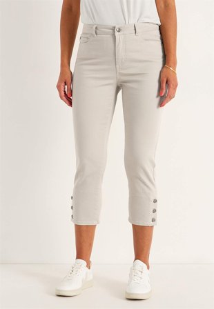 Cellbes of Sweden - Caprijeans med design med fem lommer i lys beige for damer i størrelse 50