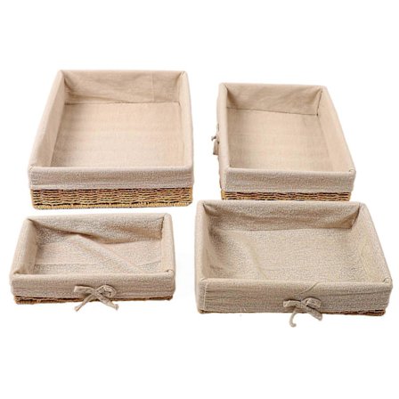 4 stk. håndvævede opbevaringskurve, 4 forskellige størrelser, stor kapacitet, holdbar, stilfuld, dekorativ håndvævet opbevaringsbakke