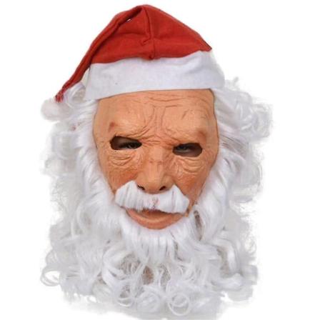 Santa Claus Christmas Mask Maskerad Latex Huvudbonader Vit skägg Cosplay rekvisita