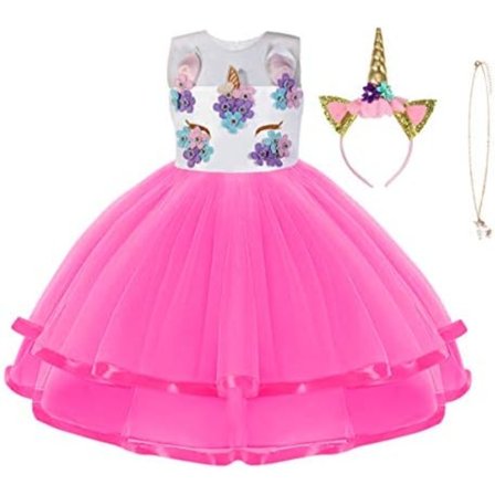 Enhjørningskjole for barn Ermeløs bursdagskjole