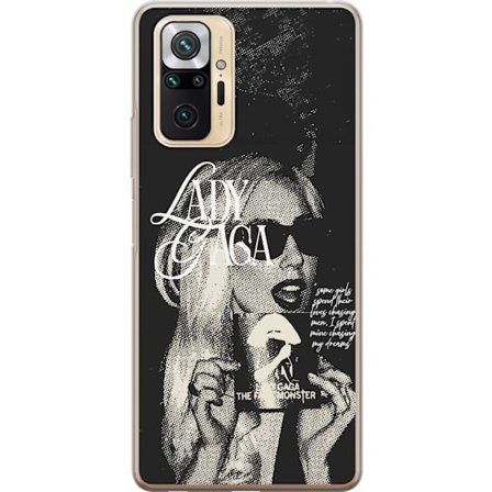 Kompatibel Mobilcover til Xiaomi Redmi Note 10 Pro Lady Gaga sort-hvid retroplakat med solbriller og popkunst-æstetik