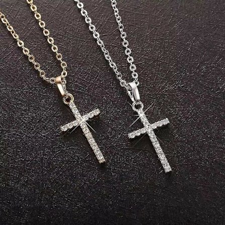 Korshänge Halsband Kedja Silver Guld Färg, barn, silver