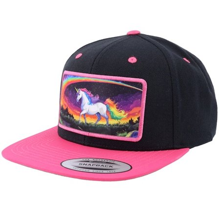 Unicorns - Negro snapback Gorra - Big Unicorn Black/Neon Pink Snapback @ Hatstore