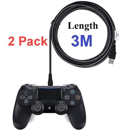 2-Pack 3M PS4 / Playstation 4 Laddkabel För handkontroll