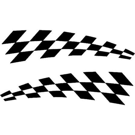 2 stk. Sort og Hvid Ternet Flag Bilsticker Dekal, Sort