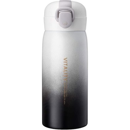 304 Rostfritt Stål Isolerad Vattenflaska Enhandsfattig Vakuumkoppar Bärbar Resmugg Sport Tumblers Kolv Dubbelskikt (12oz Ombre Vit)