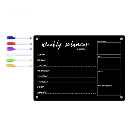 IC Magnetisk kalender Sort tavle Køleskab Ugeplanlægningskalender til Køkken Indkøbsliste til Madvarer Magnetisk To-Do-Liste null - TYU357 small