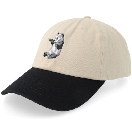 Origami - Beige unconstructed Cappellino - Origami Panda Washed Stone/Black Dad Cap @ Hatstore