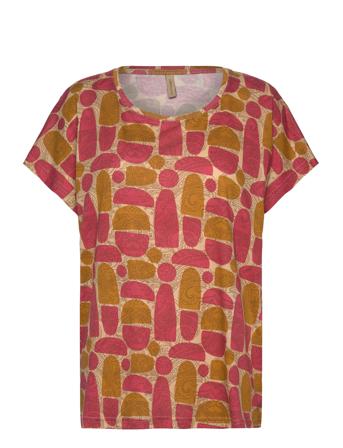 Sc-Felicity Aop Tops T-shirts & Tops Short-sleeved Brown Soyaconcept