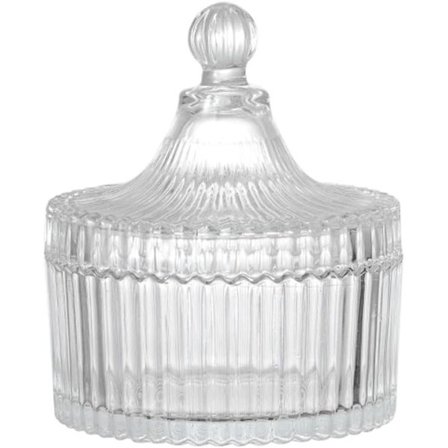 Godisskål med lock Dekorativ godisskål Kristall Godisburk med lock Glas Apotekarburk Bröllop Godisbuffé Burk Tältformad Matburk (Klar)