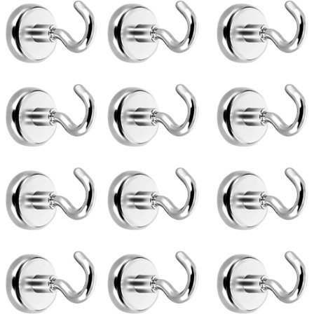 Magnetiska krokar, Magnetiska krokar, Kraftfull neodymmagnet 5,5 kg dragkraft 12-pack