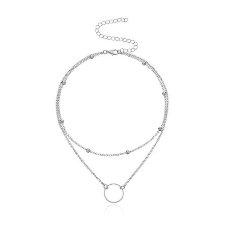 Vintage Ring-hänge Boho Chic Choker Halsband Silver