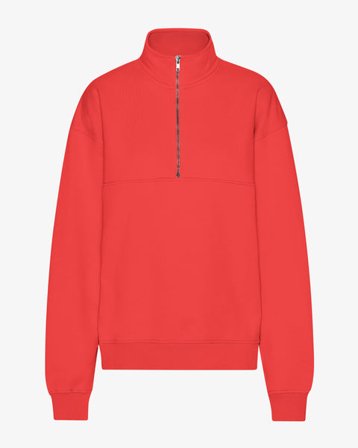 Organic Quarter Zip - Red Tangerine - Female - L