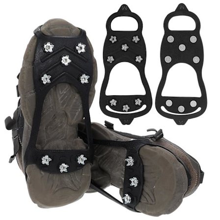 Skridsikre isklampere til sko og støvler, is- og snegreb til sko/støvler med 8 pigge i rustfrit stål, skridsikre kramper til udendørs brug om vinteren