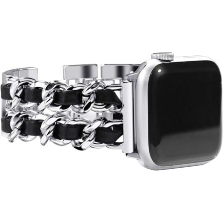 Metall- og lærreim kompatibel med Apple Watch-reimer 41mm 40mm 38mm, Damemote rustfritt stål armbånd justerbart bånd for iWatch-serien