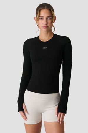 ICANIWILL - Sculpt Seamless Ribbed LS Black - Langermet - Dame - ICIW