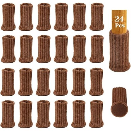 24 stk. Filtsokker til Stole (Brun), Bordmøbelbetræk