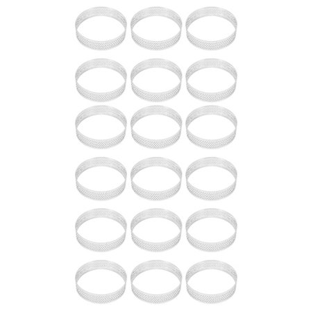 18 st Runda Perforerade Pajringar i Rostfritt Stål, Botten Tower Pajkakaform Bakverk, 8cm