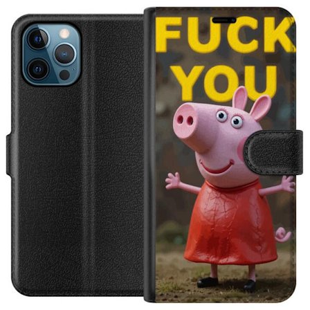 Kompatibelt Plånboksfodral till Apple iPhone 12 Pro Max Trotsig rosa gris