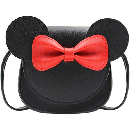 Søt Crossbody-veske med sløyfe for små jenter, skulderveske med tegneserie-museører