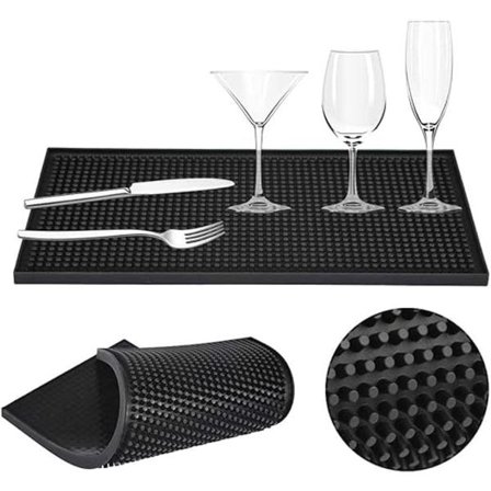 Musta baarimatto 15 x 30 x 1 cm, PVC-baarimatto, silikonibaarimatto